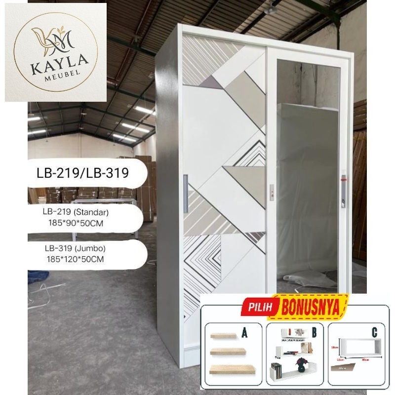 PROMO Lemari besi sliding 2 pintu Jumbo / Lemari besi importa / Lemari pakaian sliding Minimalis