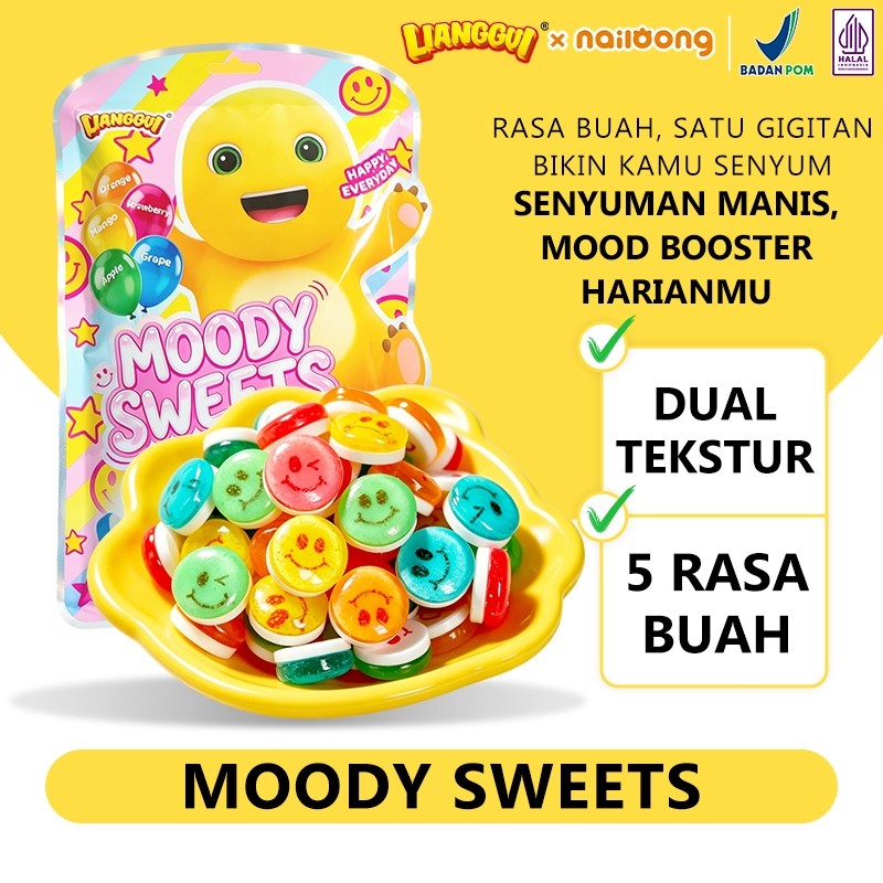 LIANGGUI Moody Sweets Permen Smile Candy Rasa Buah Asam Manis Lembut Cemilan Anak Snack