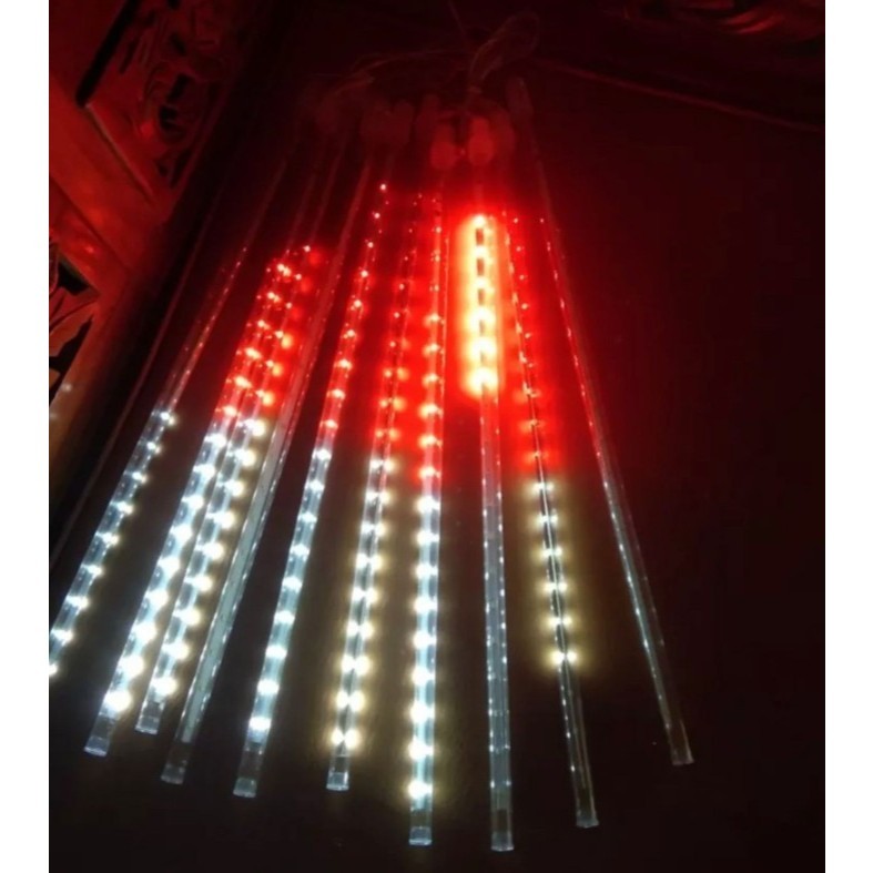 Lampu Meteor LED Merah-Putih 50cm 8 Batang / Lampu Hujan Meteor RGB - Merah-Putih