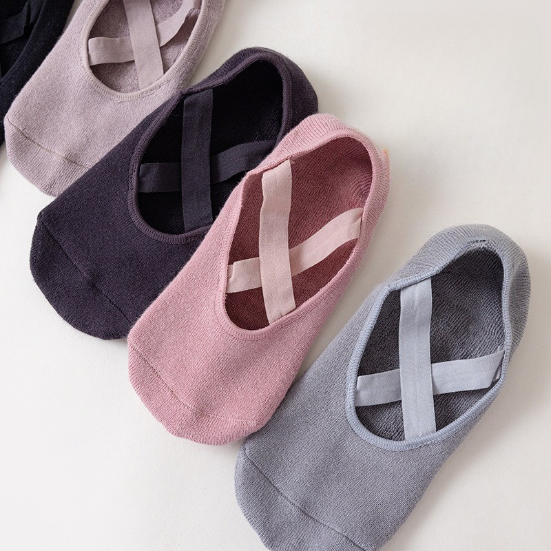 Kaos Kaki Yoga Wanita Ankle Tali Silang Pilates Senam Ballet Gym Anti Slip Yoga Socks YS116.4-2