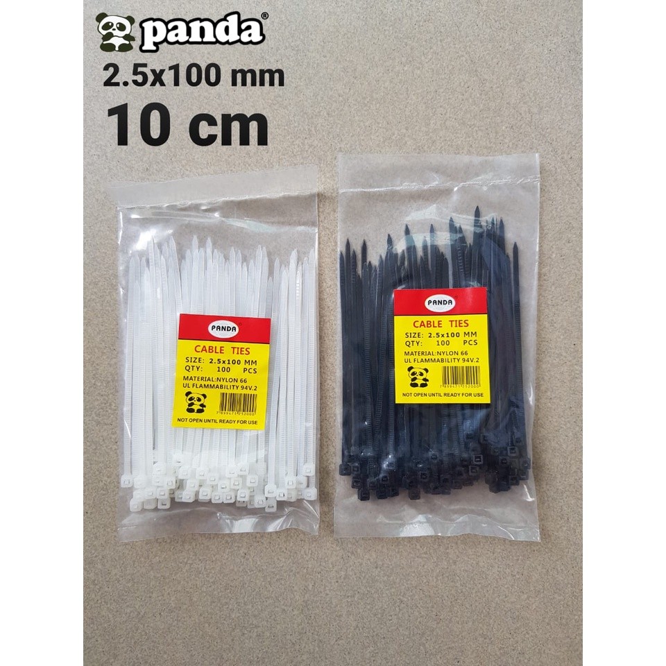 

KABEL TIS 1.9 x 100 MM PUTIH / HITAM - CABLE TIES PANDA 10 CM WHITE / BLACK - PENGIKAT NYLON (1 PACK isi 80 PCS)