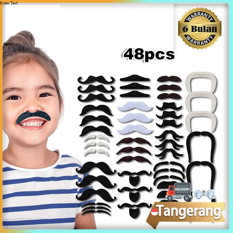 48pcs Kumis Jenggot Palsu Brewok Brengos Halloween Prank Kumis Palsu