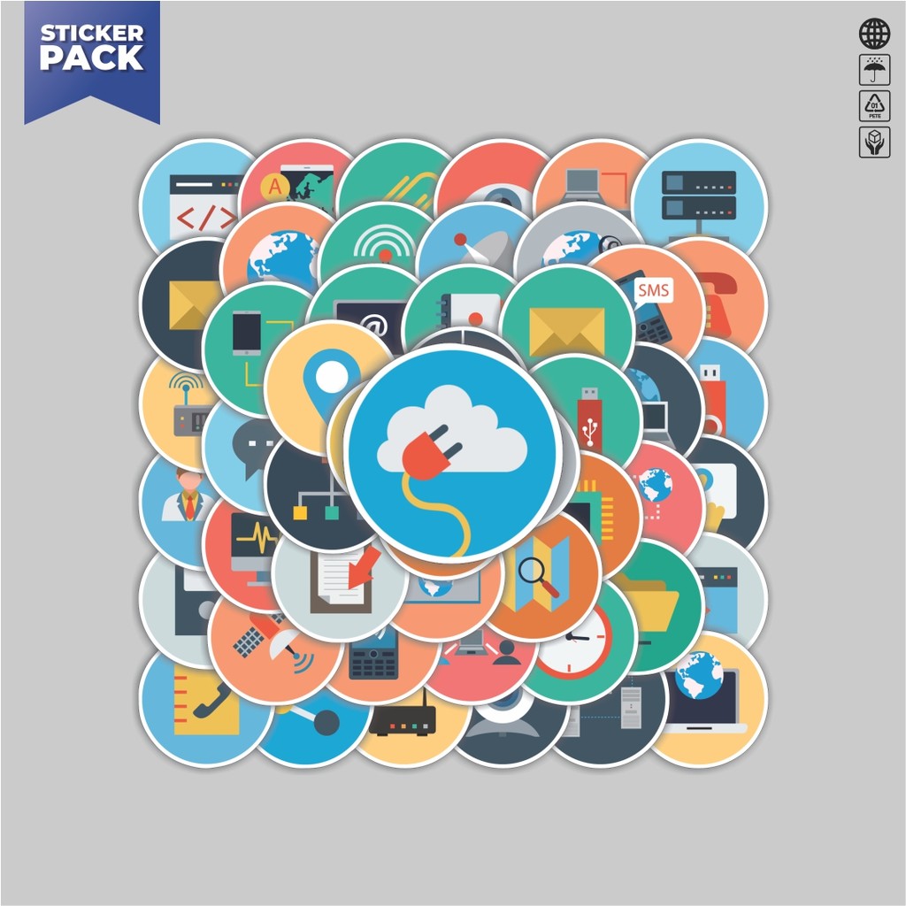 

[100PCS]Stiker Pack Stiker Ikon Internet Flat Aesthetic Vinyl Anti Air Dekorasi Sticker Laptop Buku Journal Koper Helm Casing HP Gitar Helm Skateboard