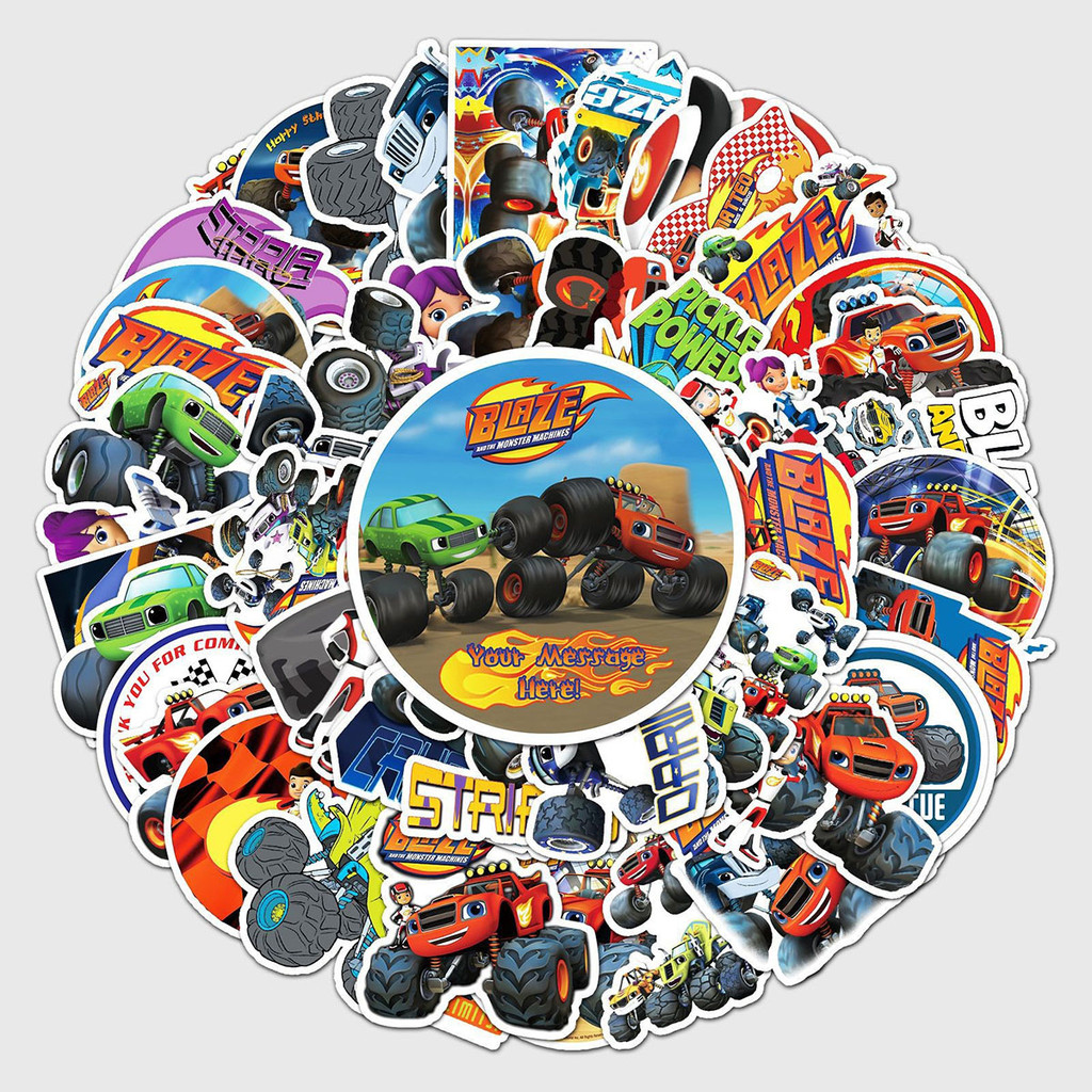 

50pcs Blaze Monster Machines Stickers Luggage Creative Waterproof Graffiti Puzzle Scooter Computer Tablet Cartoon Sticker Toy