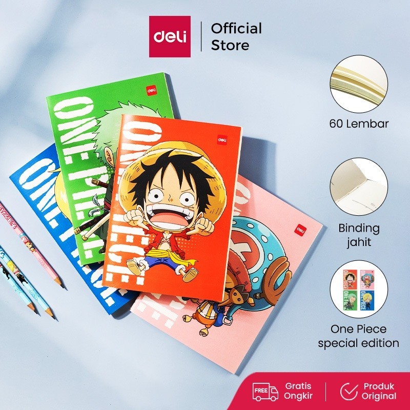 

Deli One Piece School Notebook / Buku Tulis Buku Catatan Jahit A5 B5 60 Lembar 70 GSM One Piece Kertas Halus EN006 EN007