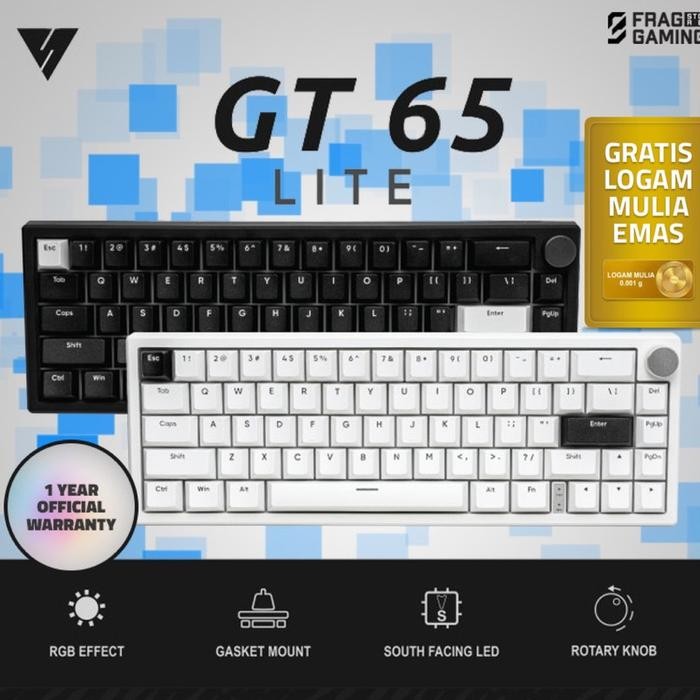 Vortex GT65 / Vortexseries GT-65 Lite Mechanical Gaming Keyboard - HITAM, GAT YELLOW