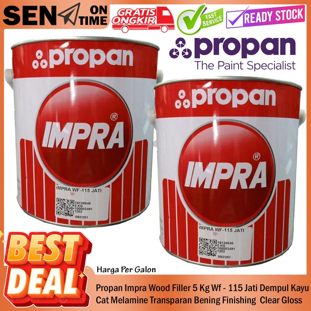 

Propan Impra Wood Filler Wf - 115 Jati 5 Kg Transparan Dempul Kayu Cat Melamine Bening Finishing Clear Gloss Varnish Vernish Pendempul Politur Sealer Sending ImpraWood Filer Plamir Plamur Tambal Stain