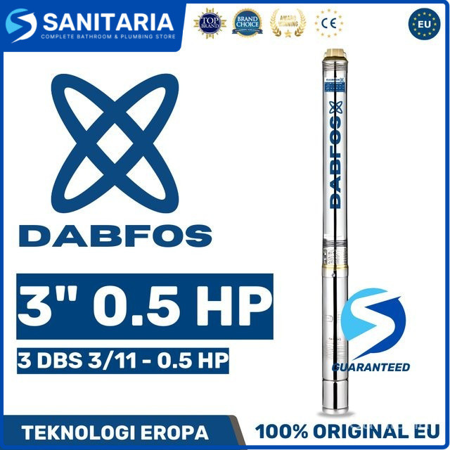Pompa Satelit DABFOS 3 inch 0.5 HP 3 DBS 3/11 Sibel / Submersible / Pompa Air