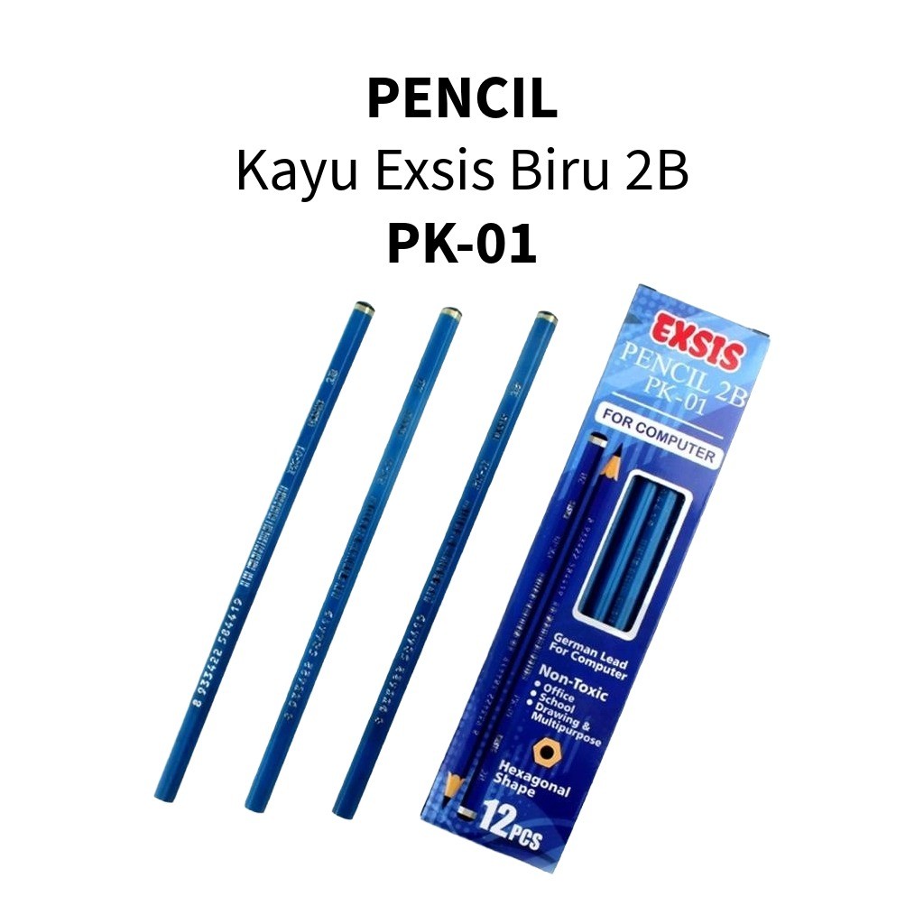 

♚12PCS Pensil 2B BIRU EXSIS PK-01 / 1 PAK Pensil Kayu EXSIS♚