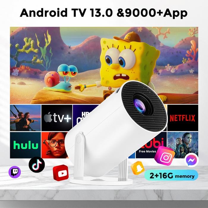 ISINBOX 2+16G HY300 Pro 28000 Lumens 4K Smart Projector Android 13 Ultra HD Wifi 6.0 bluetooth 5.0 P