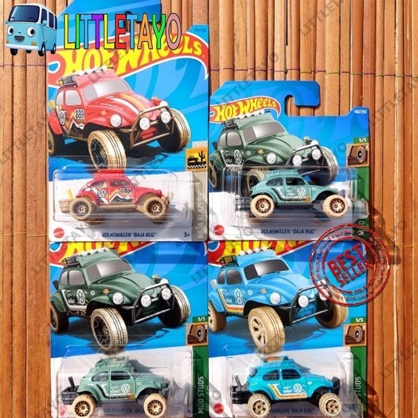 HOTWHEELS VOLKSWAGEN BAJA BUG BIRU MUDA HIJAU MERAH TREASURE HUNT SHORT CARD BEETLE