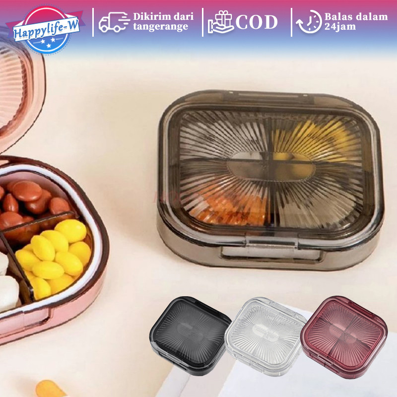 4 Sekat Box Penyimpanan Obat Wadah Obat 7 Hari Pill Box Mini Box Kotak Obat Tempat Obat Mini