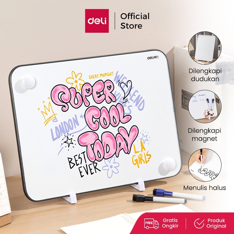 

New Deli Magnetic White Board / Papan Tulis Putih Magnet Gratis Spidol Hapusan Magnet Pin Wadah MB13XPremium