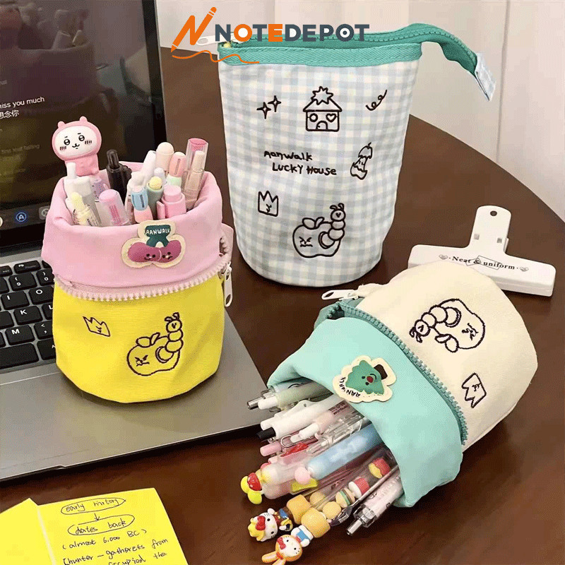 

Pencil Case / Tempat Pensil Yang Bisa Dilipat / Soft Standing Pouch Organizer Makeup Cosmetic Bag / Tempat Pulpen Tiga Dimensi