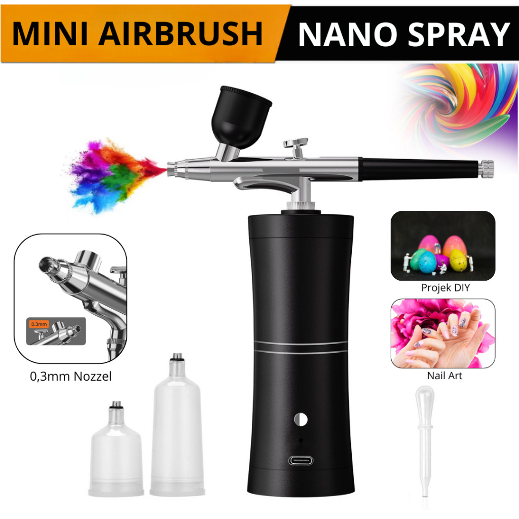 NASPROTOPB Mini Compresor airbrush spray nano mist spray oxygen injector semprotan cat air brush por