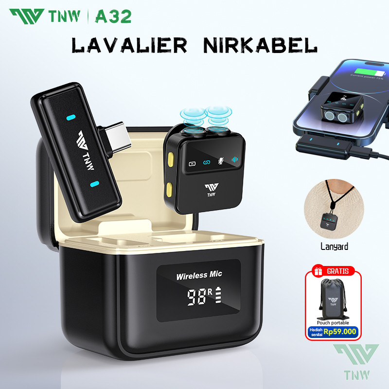 

TNW A32 Wireless Microphone Magnetic Clip On Mic Noise Cancelling Portable Mikrofon Lavalier Untuk TikTok and YouTube