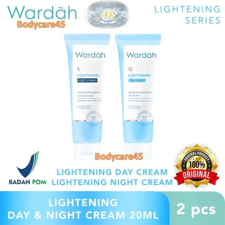 Wardah Lightening Day Cream SPF 30 PA+++ | Night Cream Niacinamide Lcorice Extract- Pelembab Pagi da