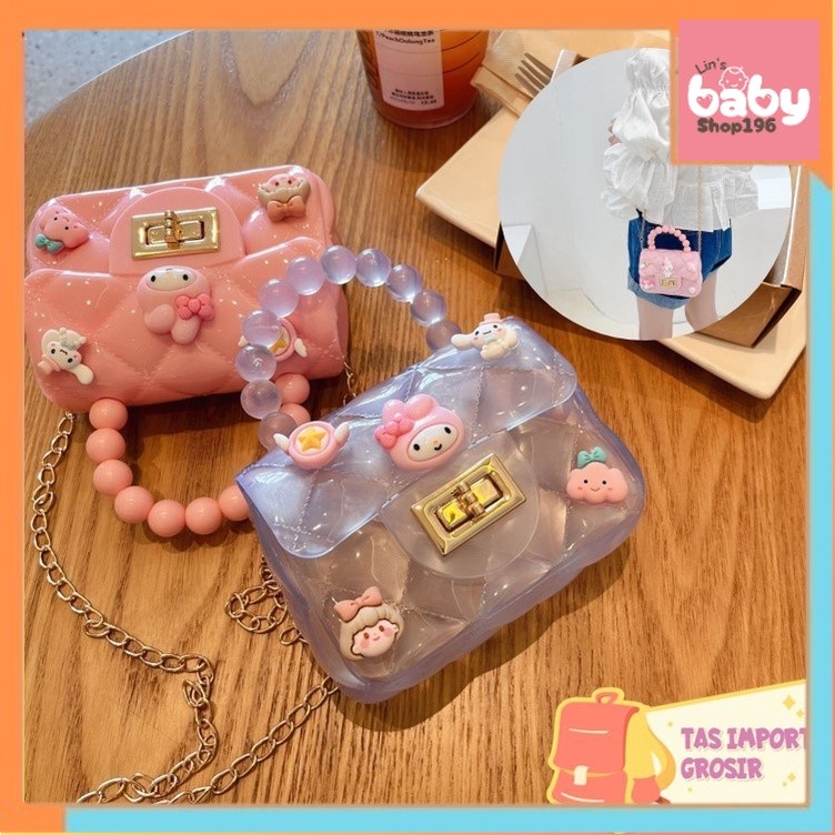 TAS IMPORT GROSIR - T5640 Jelly Bag Mutiara Fashion Korea / Tas Jelly Mini Anak Karakter / Tas Handb