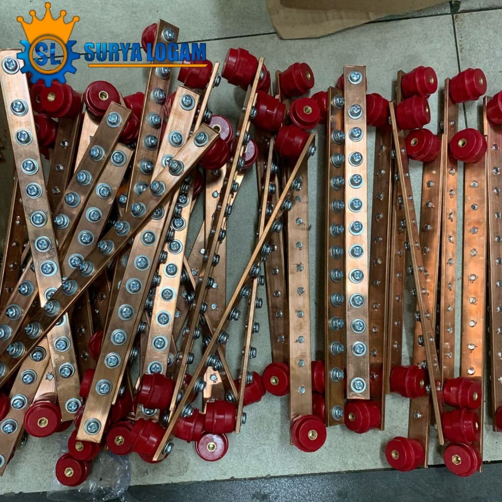 busbar tembaga 5mm x 20mm x 350mm 15 baut - busbar custom nol arde