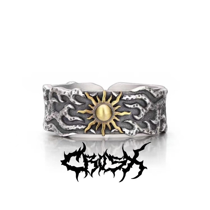 PORTE RING / SUN MOON RING CINCIN BINTANG BULAN MATAHARI / CINCIN TENGKORAK CINCIN HITAM SILVER / CR
