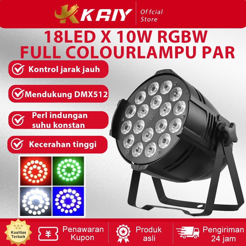TERLARISKAIY 18LED X 10W PARLED RGBW 4in1 Full Colour Lampu Panggung Disco Par Light Led Mini Par Dm