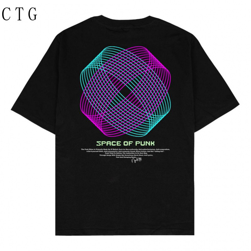 Ngab Kaos Baju Dewasa Sablon Glow In The Dark Space of Punk Hitam NB134 Unisex Cotton Combed 24s