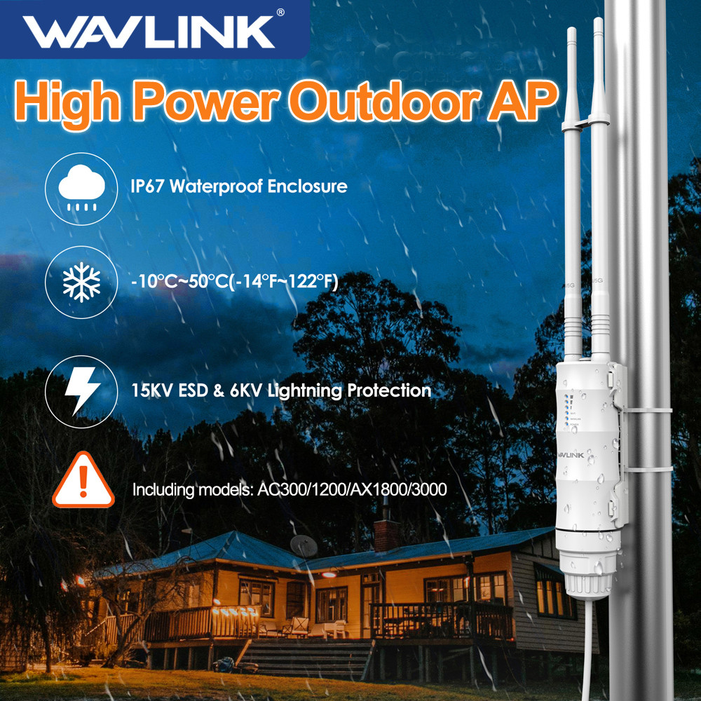 WAVLINK High Power Long Range Outdoor Weatherproof WiFi Range Extender AC300/1200/AX1800/3000 Outdoo