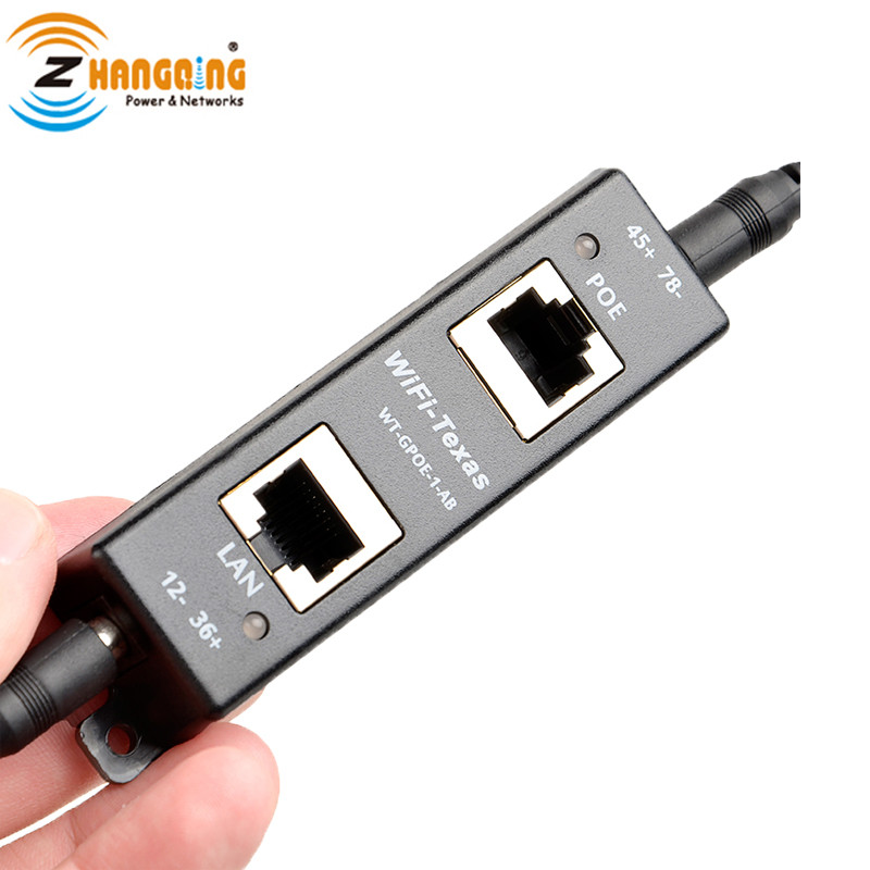 Single Port Gigabit Passive PoE Injector Power 45W With LED Indication 24V 48V 4pairs Working For IP