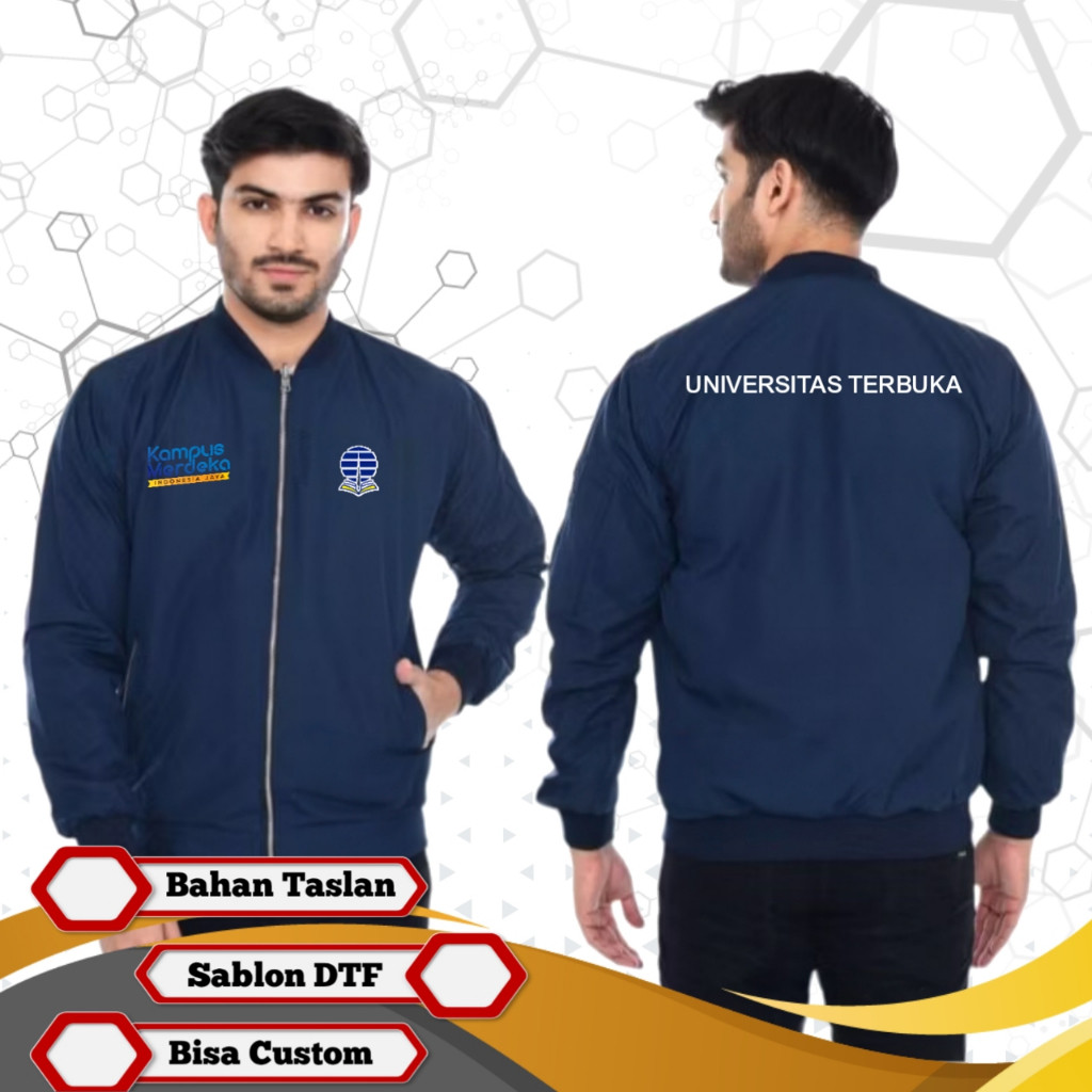 Jaket Universitas Terbuka Jaket Bomber Custom Sablon Bahan Premium