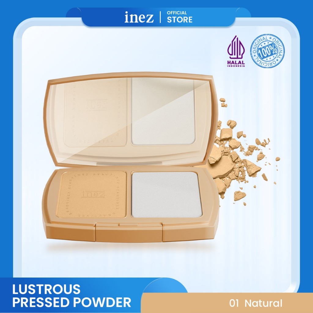 Inez 900 Lustrous Pressed Powder Bedak Padat Pengantin Makeup Artis Glowing Tahan Lama