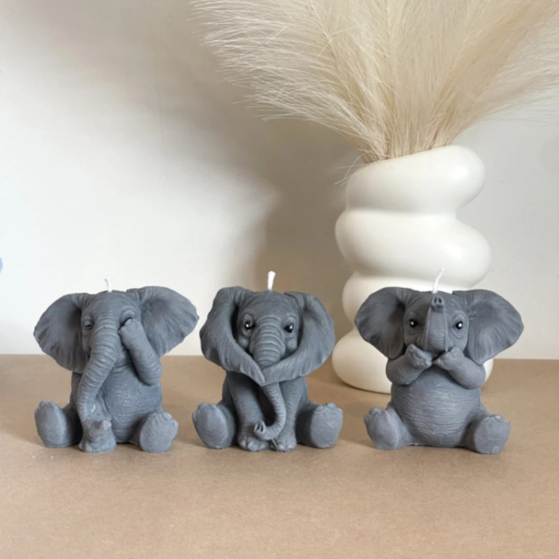 

3D Elephant Silicone Candle Mold Cute Animal Aromatherapy Plaster Resin Soap Making Tool DIY Handmade Home Decoration Art