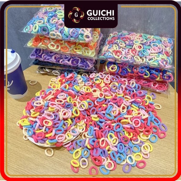 Sale IKAT RAMBUT H916 ISI 200PCS KUNCIRAN RAMBUT ANAK-TALI RAMBUT MODEL DONAT ELASTIS