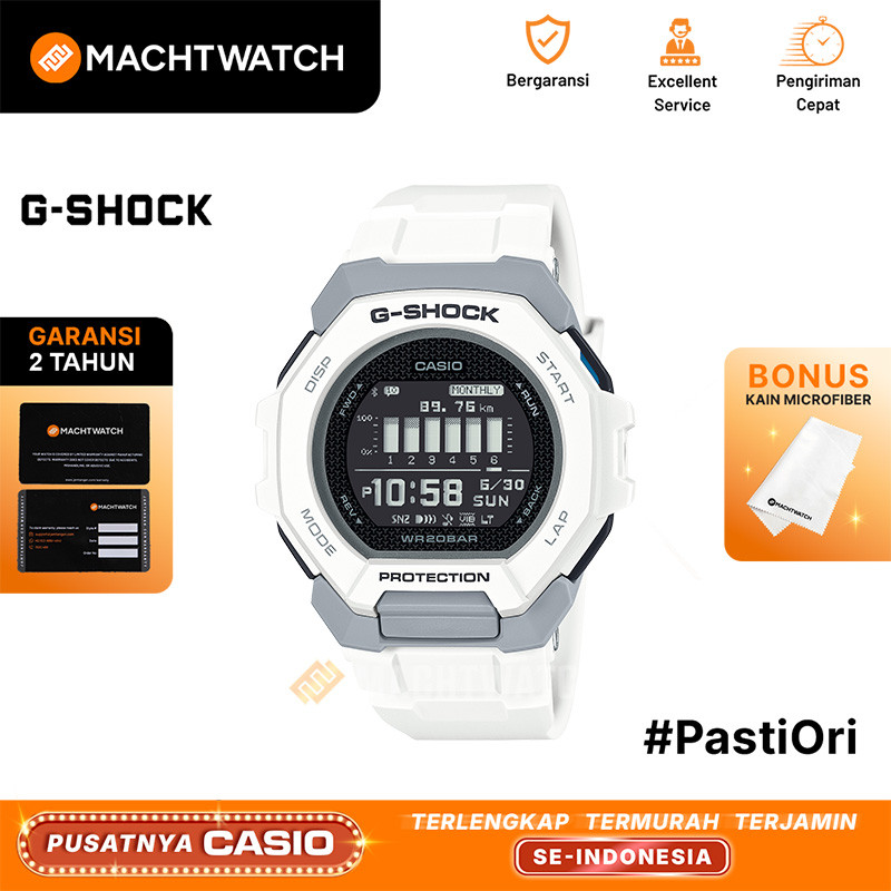 Jam Tangan Pria Casio G-Shock GBD-300-7DR GBD300 GBD-300 G-Squad Digital Dial White Resin Band