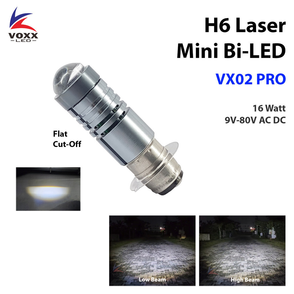 VOXX LED Lampu LED Motor H6 Laser HiLo Cut-Off Mini Bi-LED AC DC Kaki M5 Bebek 2 Warna