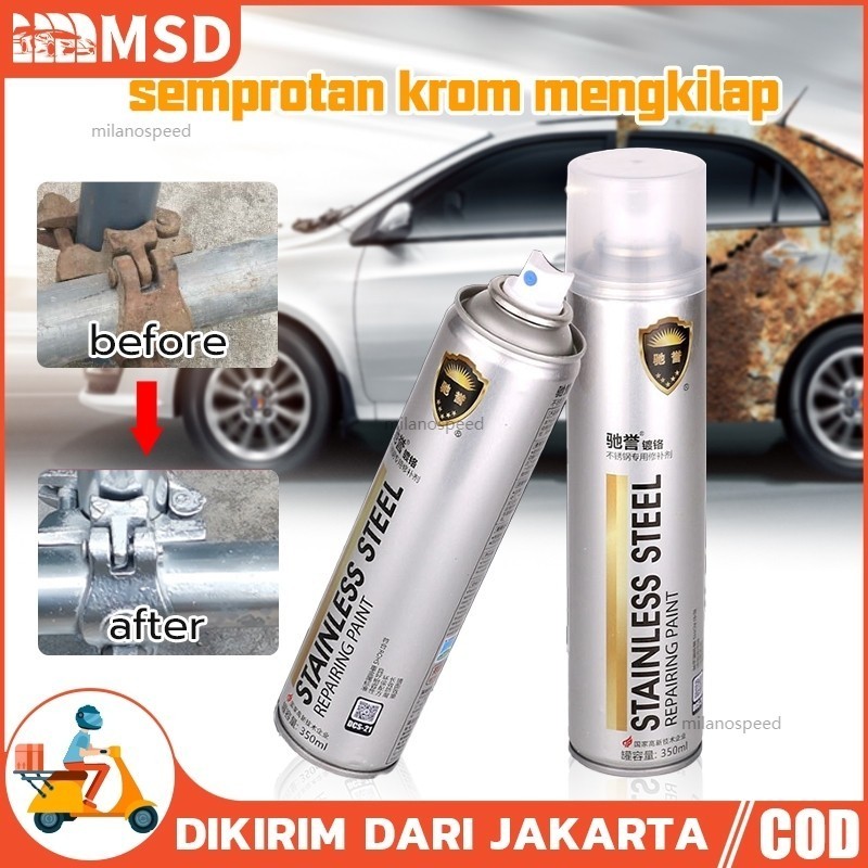 【HOT】Cat Semprot Chrome 350ML Sapporo Spray Paint Warna Chrome Tahan Lama Anti Karat Cocok Untuk Vel