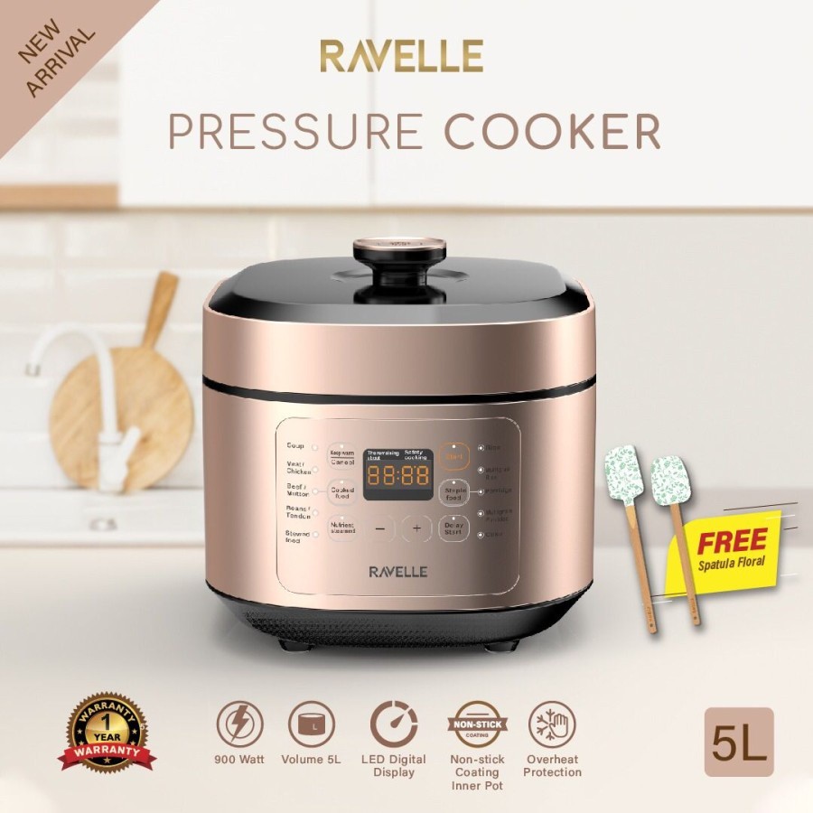 Ravelle Pressure Cooker 5L Panci Presto Listrik 5 Liter Original