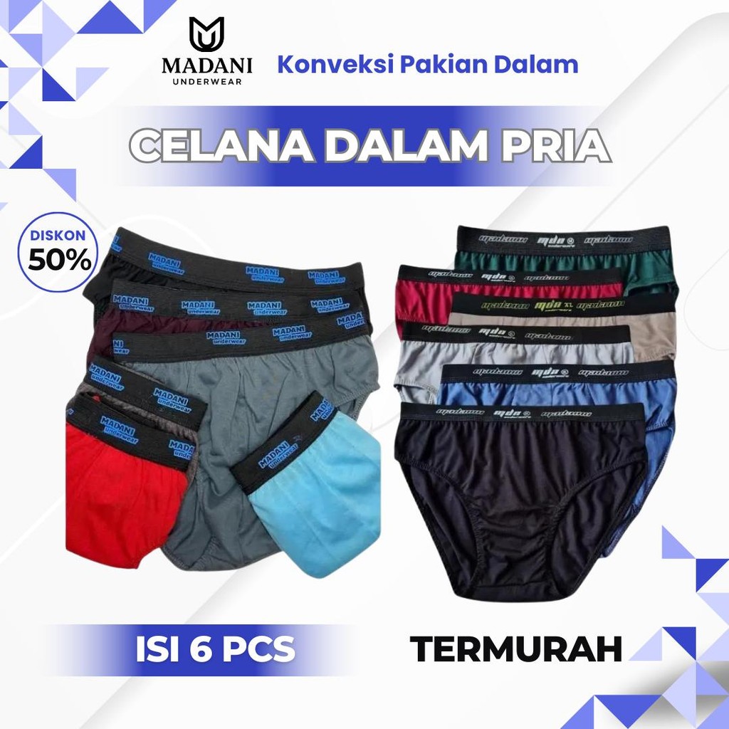 ISI 6PCS Celana Dalam Pria Madani  Langsung dari Konveksi