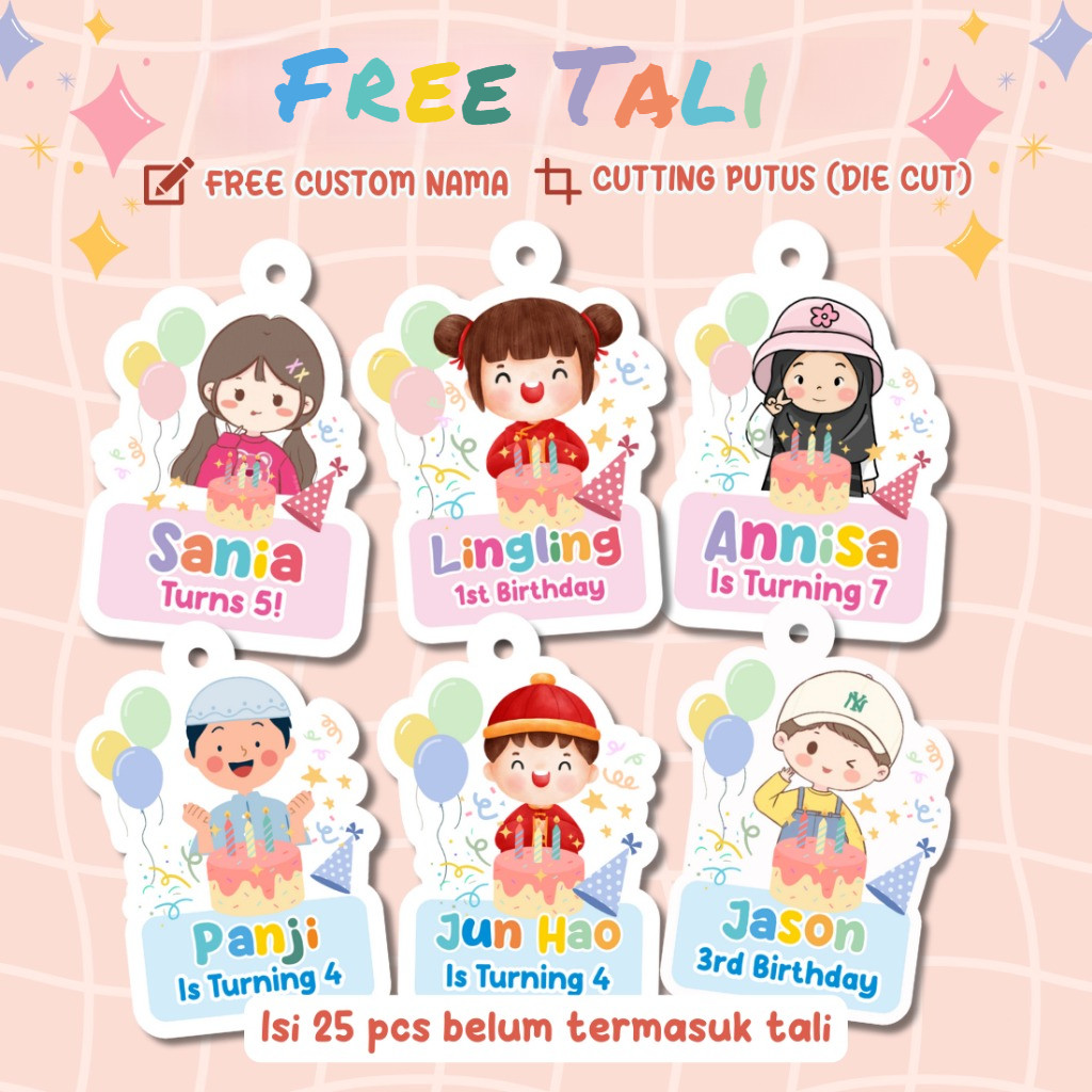 

Hangtag Bentuk Avatar Birthday Tag Ulang Tahun FREE CUSTOM NAMA Hang Tag Avatar Anak