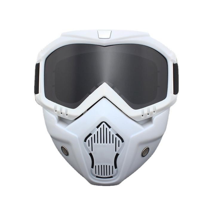 Kacamata Motocross MTB ATV Ski Goggles Mask Windproof with Mouthpiece - Putih Hitam