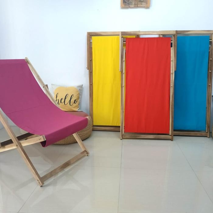 Kursi Lipat Kursi Pantai Kursi Kayu Kursi Teras Sofa Nyaman Stole - Merah