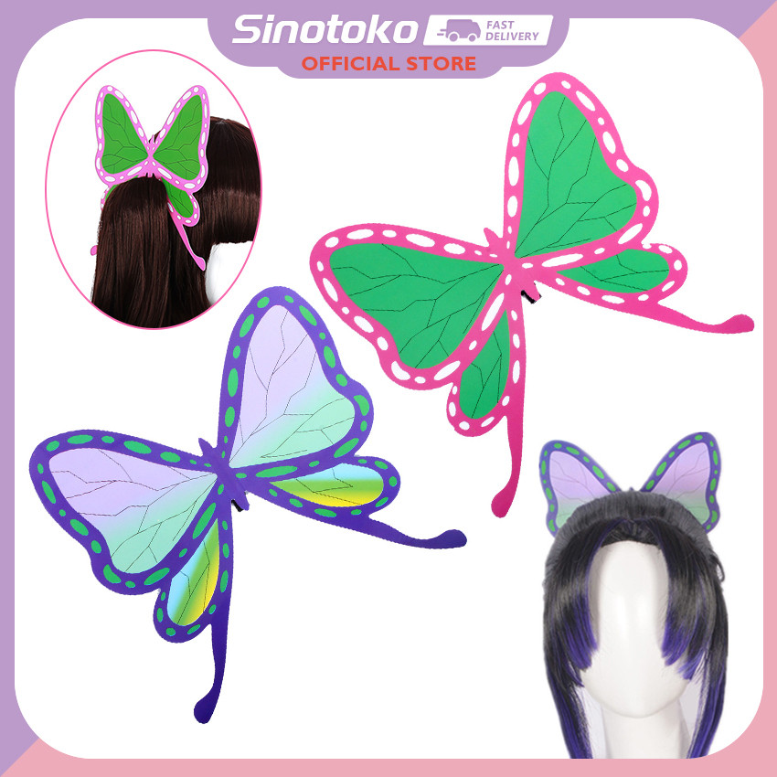 Jepit Rambut Cosplay Kimetsu no Yaiba – Pasangan untuk Shinobu Kochou dan Kanao Tsuyuri, motif kupu-