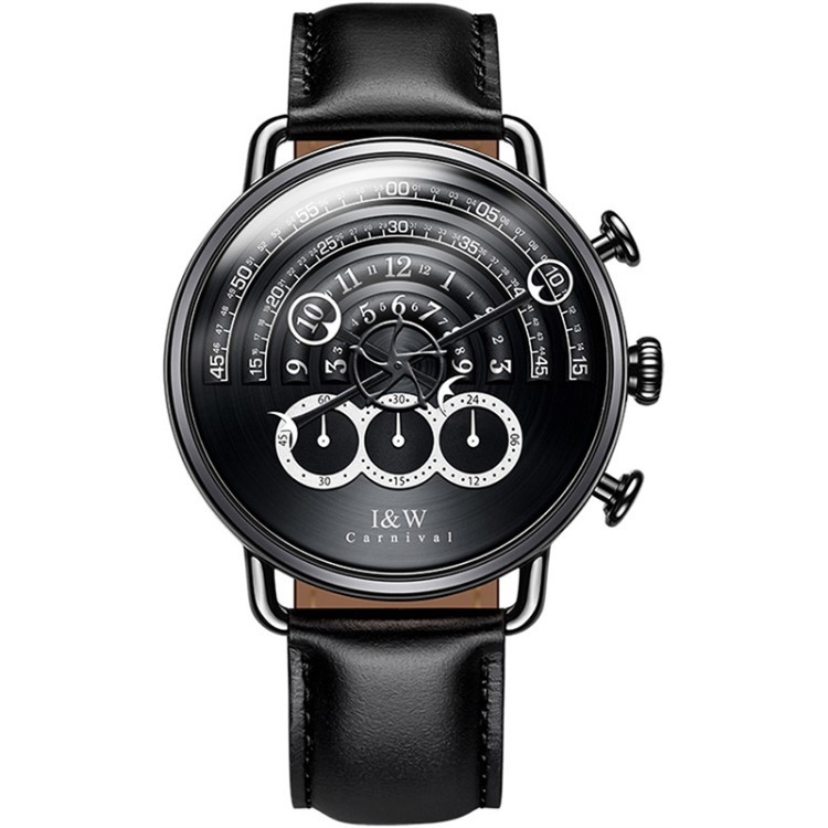 Fashion Sport Watch Men Top Brand CARNIVAL Chronograph Quartz Watch Unique al Leather Band Sapphire 