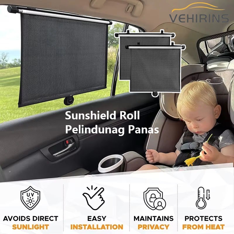 Sunshield Roll Pelindung Panas Dashboard Kaca Tirai Gulung Tirai Mobil Model Roll Gulung