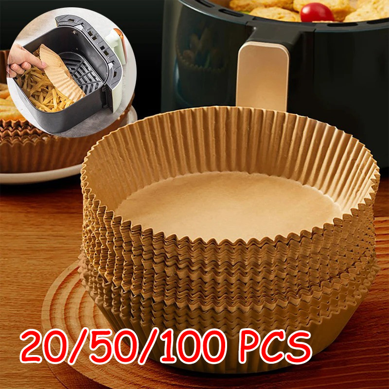 100/50/20PCS Air Fryer Paper Trays Airfryer Baking Paper Molds Square Round Oil-proof Air Fryer Disp