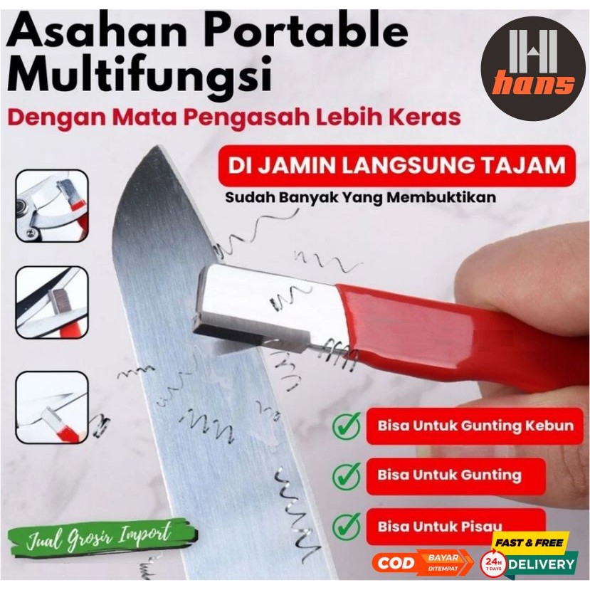 Peralatan Berkemah Pendaki Alat Penajam Pengasah Serbaguna Asahan Pisau Sabit Golok Gunting Mini