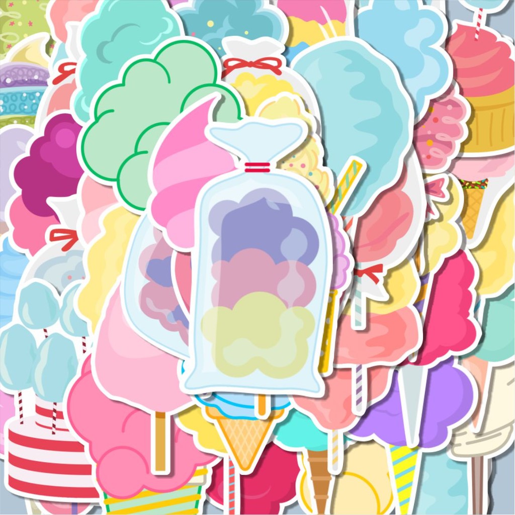100PCS Lucu CC2 - Cotton Candy V2 Cartoon Stiker Aesthetic Stiker Anti Air Stikers Berperekat Waterp