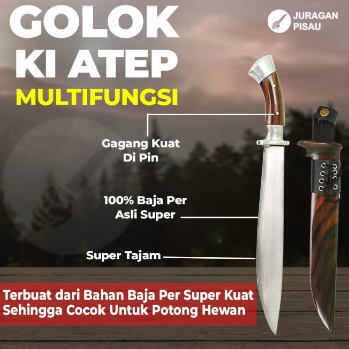 COD syafi691 RHAVSAKA117 Golok Sembelih Ki Atep Baja Per Asli Super Tajam Pisau Daging Panjang - Jur