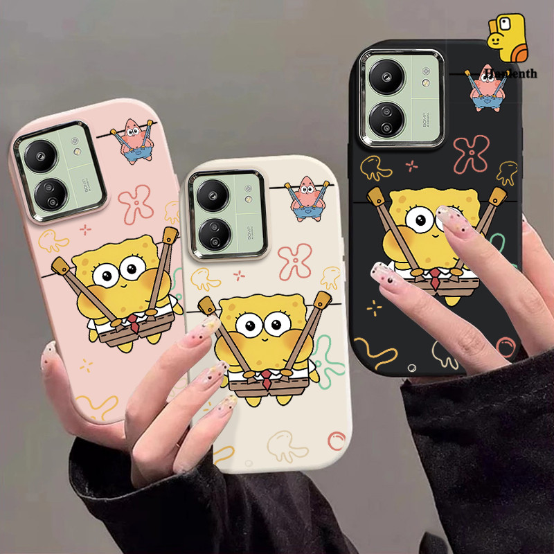 Casing hp SpongeBob mengenakan overall SoftCase Lucu Chubby Case Fashion Cocok untuk Redmi Note 9A 9