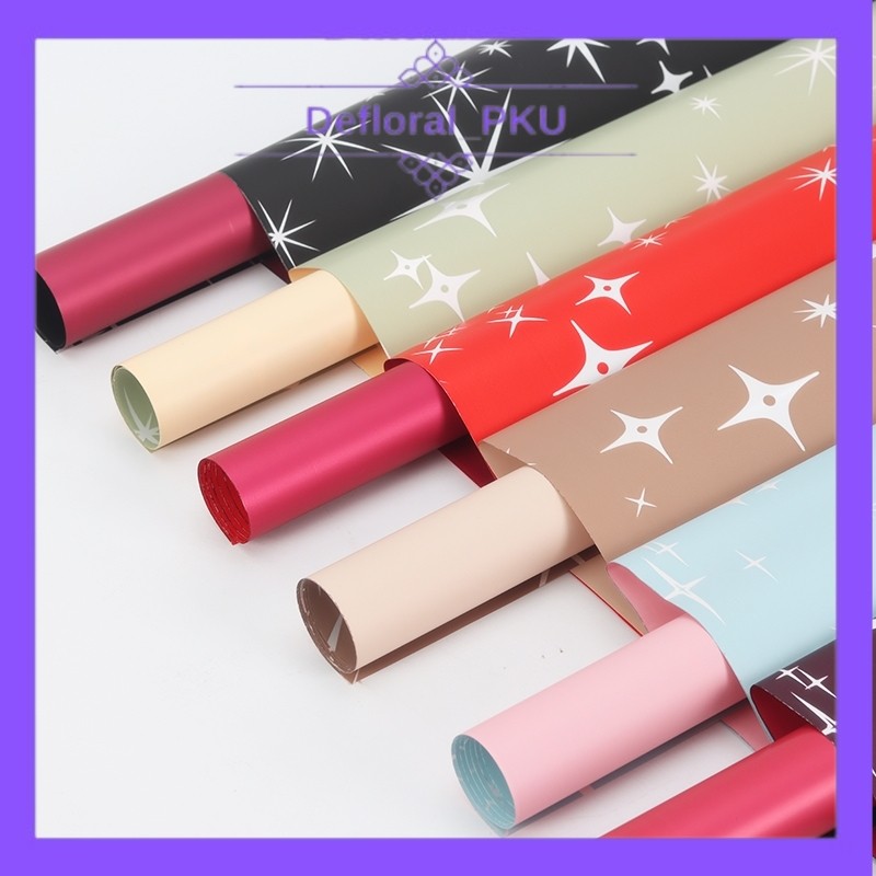 [ 20 LEMBAR ] Kertas Bunga Motif Bi Colour Cellophane Flower Wrapping Paper Cellophane Kertas Floris