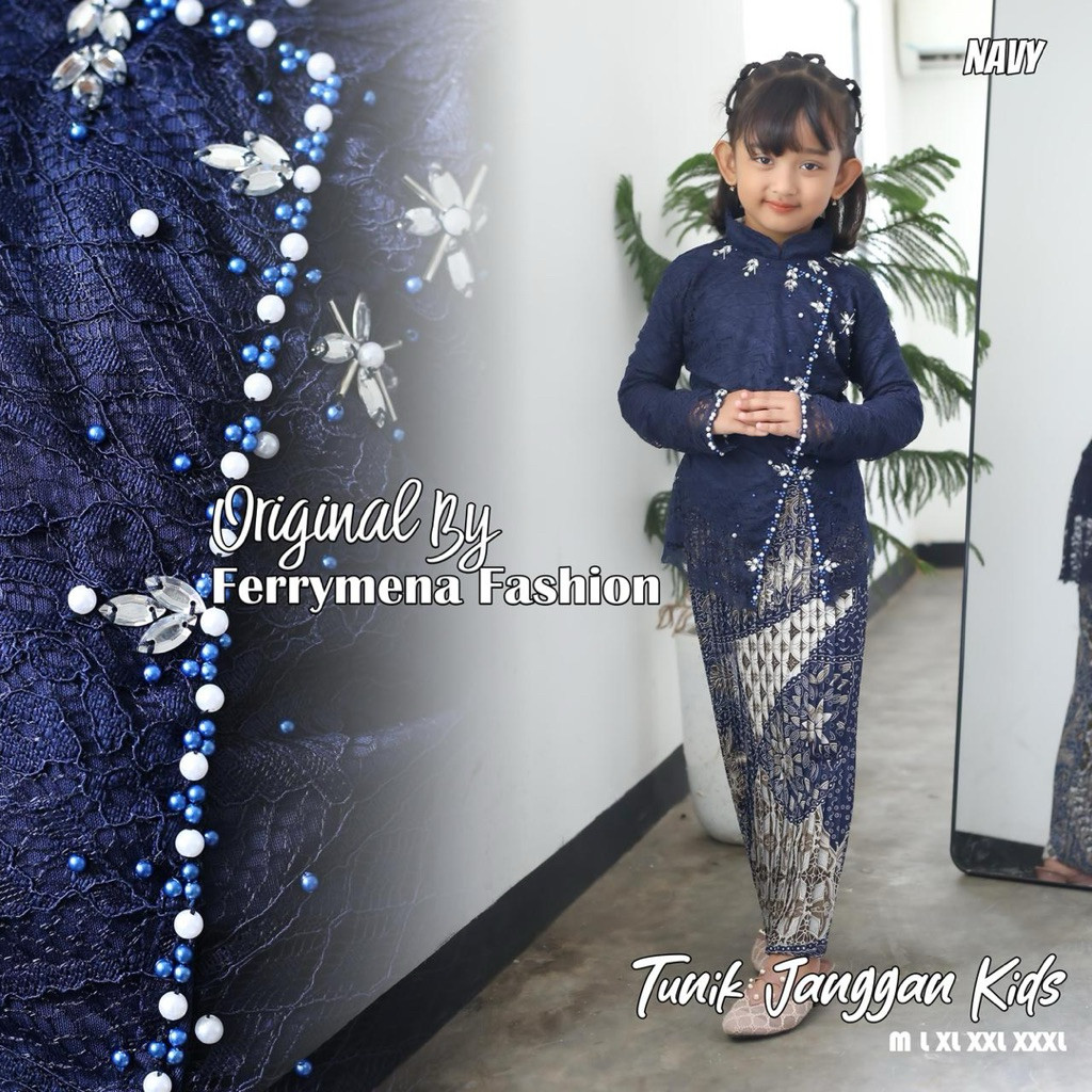 kebaya janggan anak / kebaya brokat Payet anak / kebaya brokat modern / setelan kebaya anak